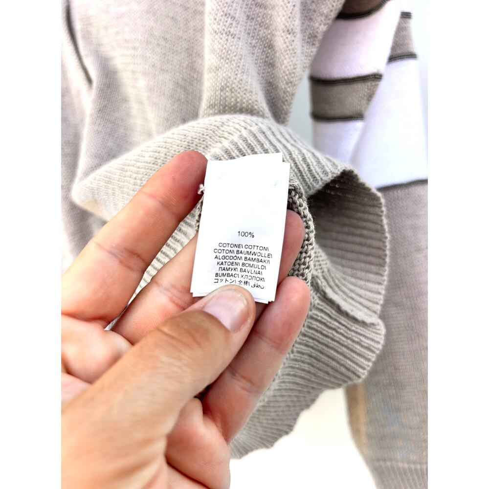 Brunello Cucinelli Cotton Knit Cardigan Sporty Preppy Stripes Small Gray - Picture 8 of 11
